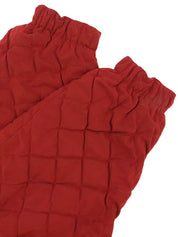 Quilted fur hooded coat in red