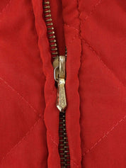 Quilted fur hooded coat in red
