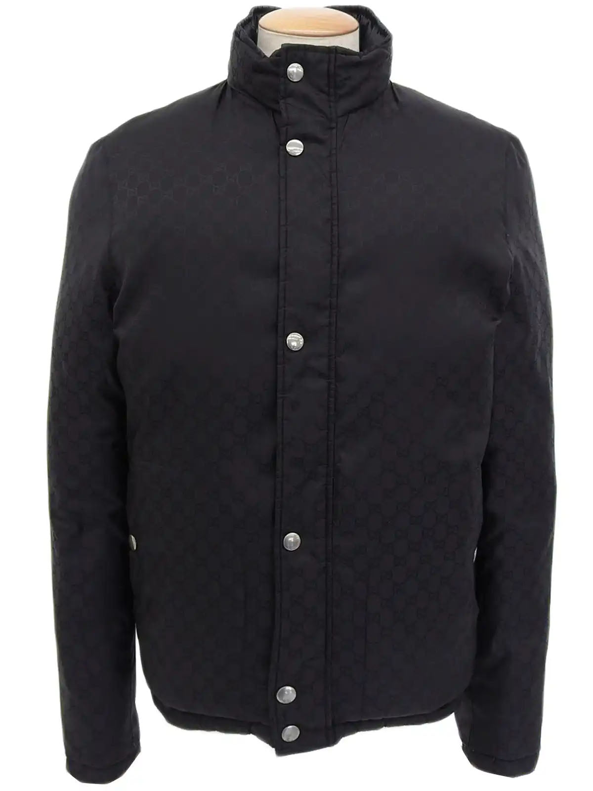 GG Pattern Reversible Down Jacket in Black