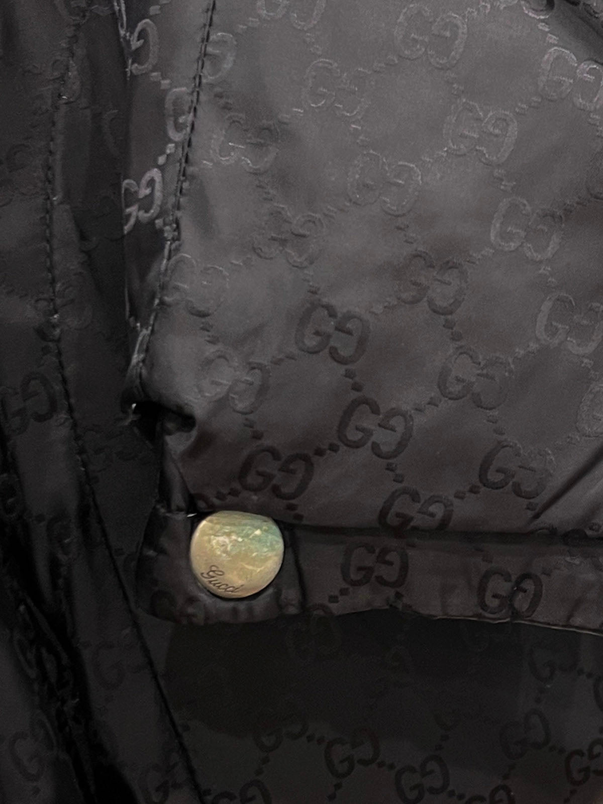 GG Pattern Reversible Down Jacket in Black