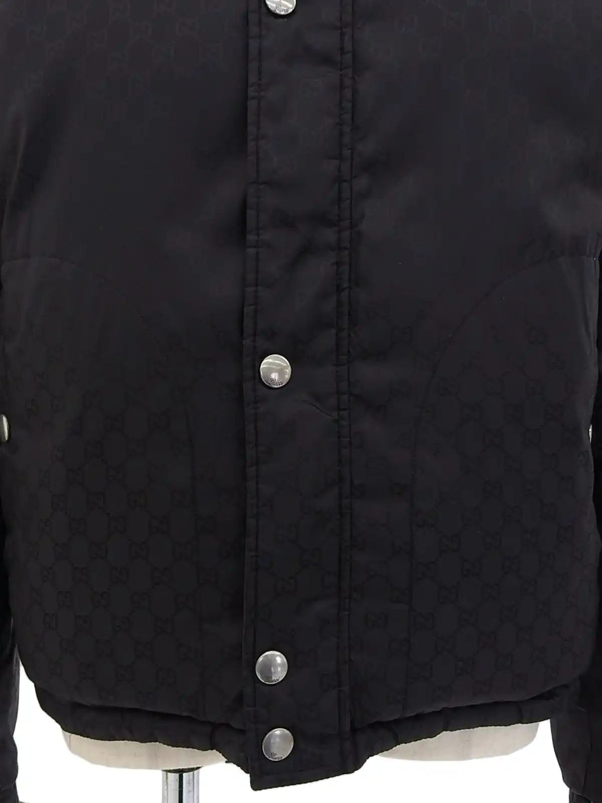 GG Pattern Reversible Down Jacket in Black