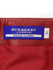 Leather logo plate mini skirt in burgundy