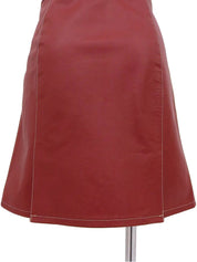 Leather logo plate mini skirt in burgundy