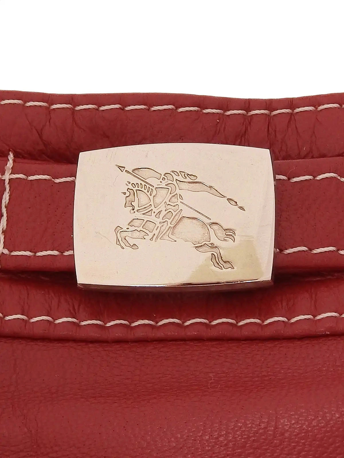 Leather logo plate mini skirt in burgundy