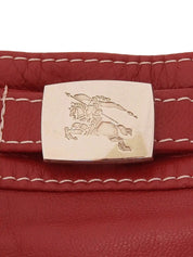 Leather logo plate mini skirt in burgundy