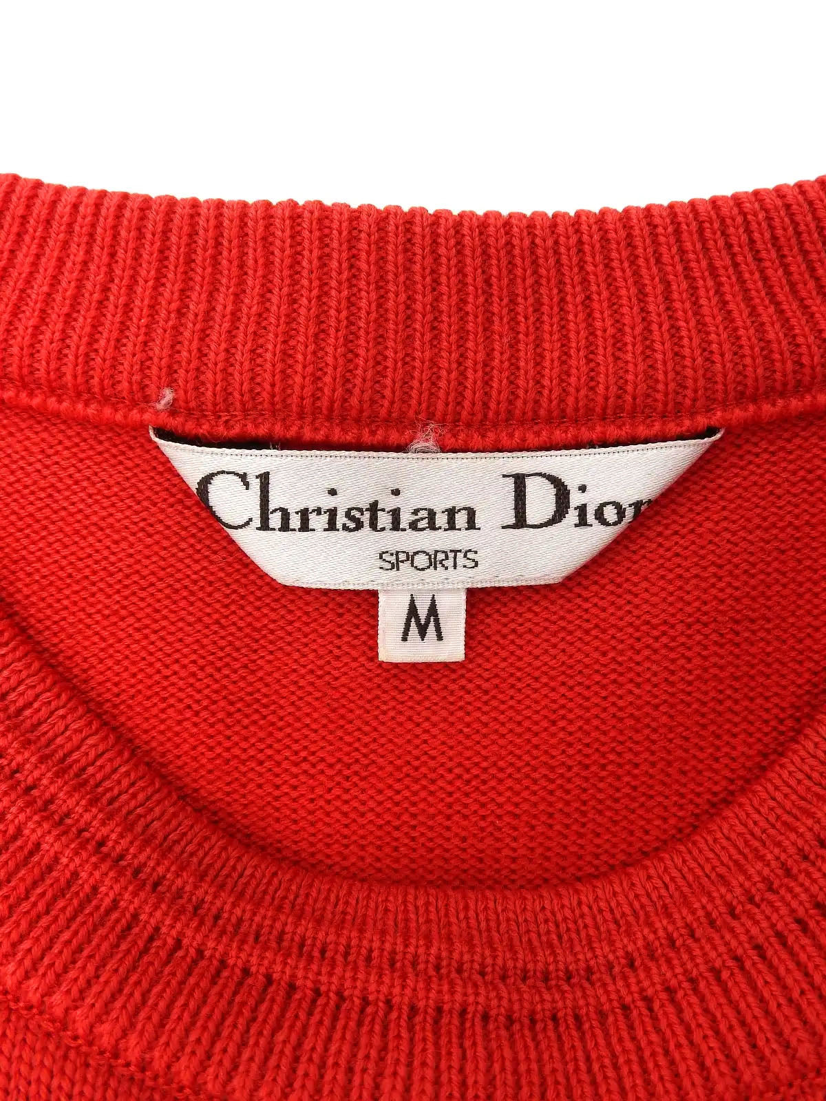 ロゴ刺繍ロングスリーブニットトップス　レッド