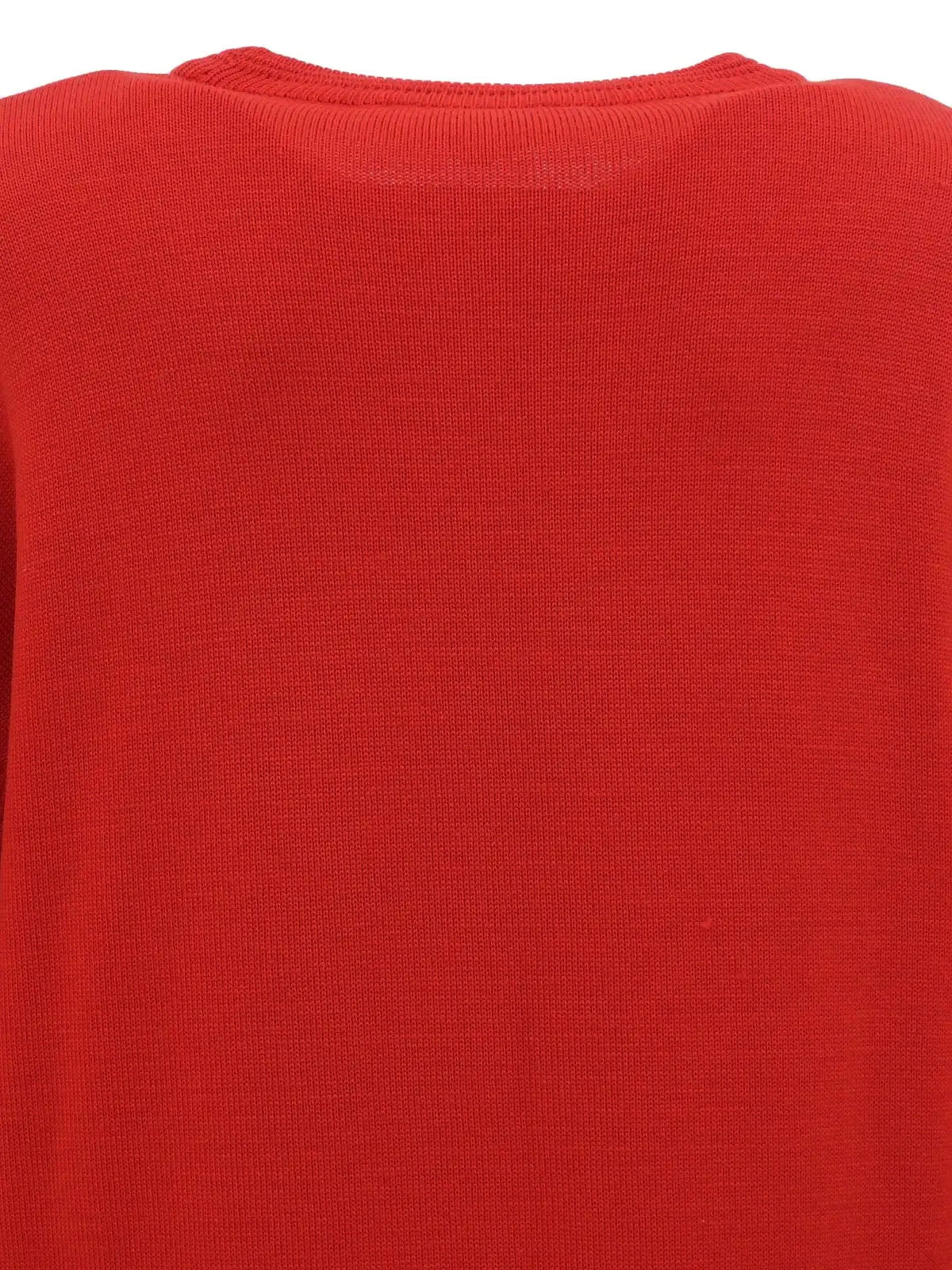 ロゴ刺繍ロングスリーブニットトップス　レッド