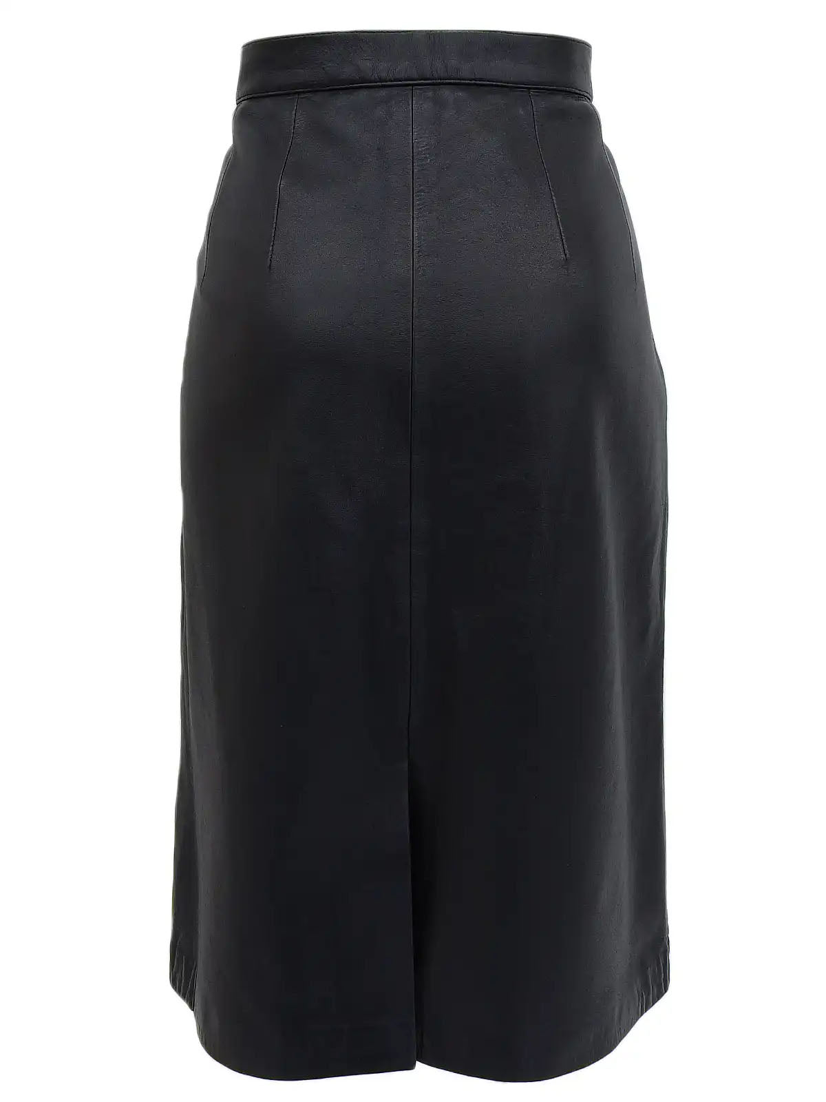 Leather Macadam Button Skirt in Black