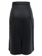 Leather Macadam Button Skirt in Black