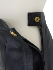 Leather Macadam Button Skirt in Black