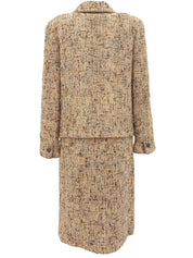 1998 Tweed CC Mark Button Double-Breasted Set, Beige/Multi