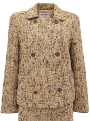 1998 Tweed CC Mark Button Double-Breasted Set, Beige/Multi