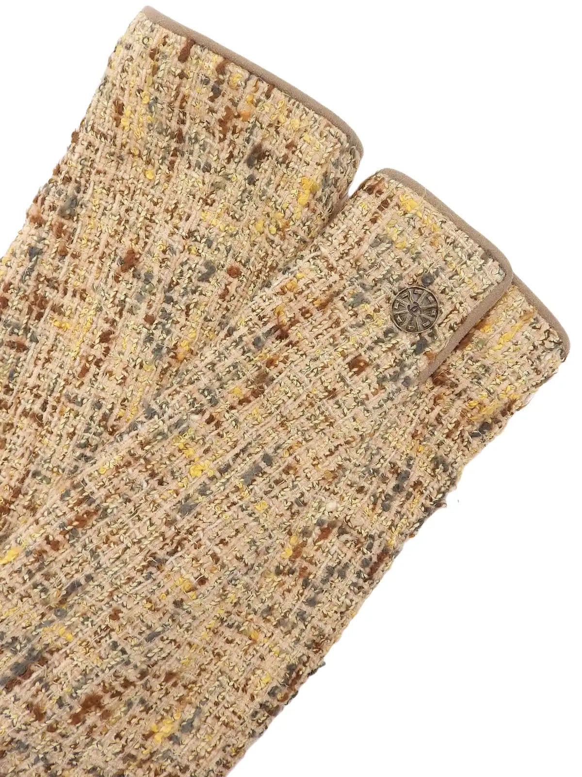 1998 Tweed CC Mark Button Double-Breasted Set, Beige/Multi