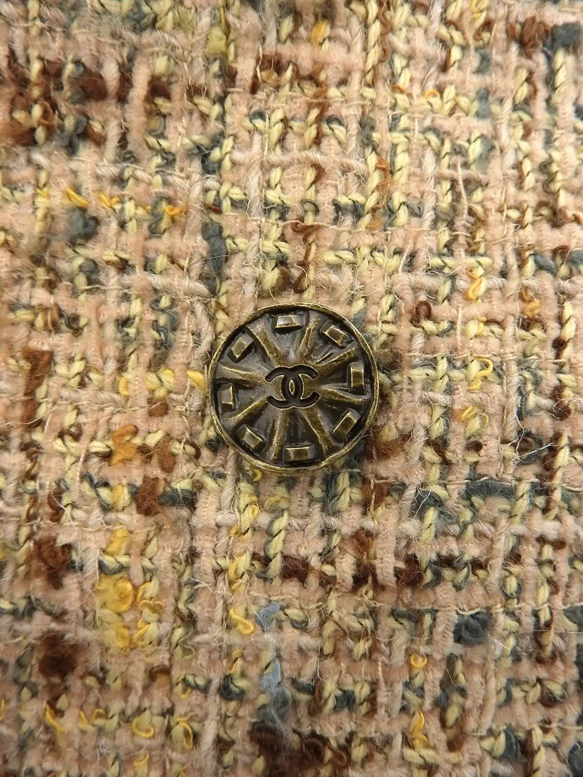 1998 Tweed CC Mark Button Double-Breasted Set, Beige/Multi