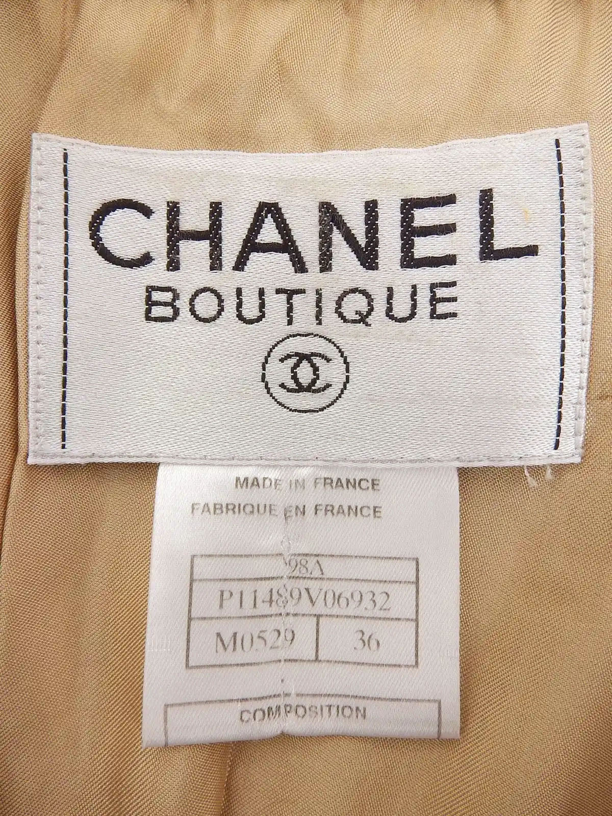 1998 Tweed CC Mark Button Double-Breasted Set, Beige/Multi