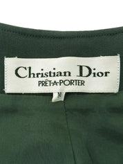 Logo Button Collarless Jacket Green