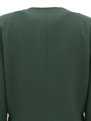 Logo Button Collarless Jacket Green