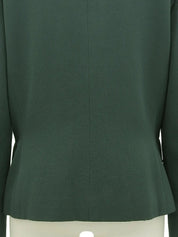 Logo Button Collarless Jacket Green