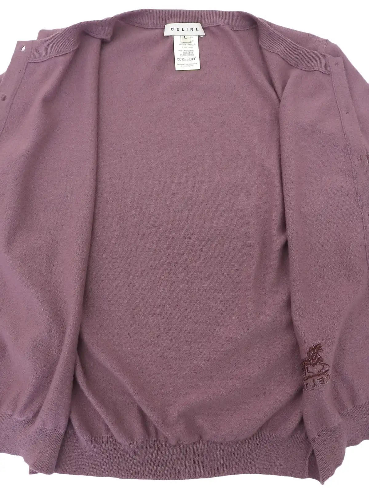 Purple Cashmere Logo Embroidered Long Sleeve Cardigan