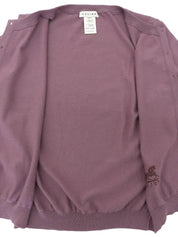 Purple Cashmere Logo Embroidered Long Sleeve Cardigan