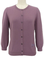 Purple Cashmere Logo Embroidered Long Sleeve Cardigan