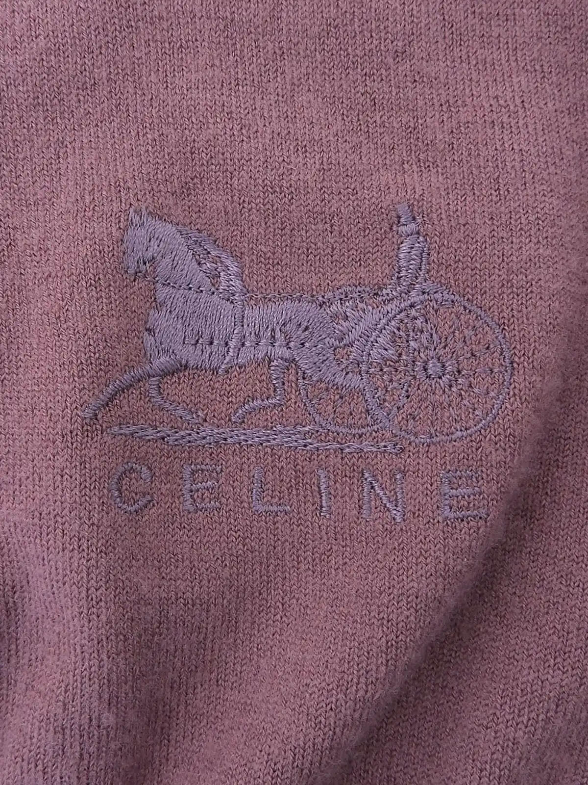 カシミアロゴ刺繍ロングスリーブカーディガン　パープル