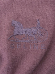 カシミアロゴ刺繍ロングスリーブカーディガン　パープル