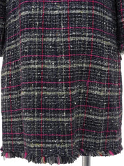 2007 Tweed CC Mark Collarless Long Jacket in Navy/Pink/Multi