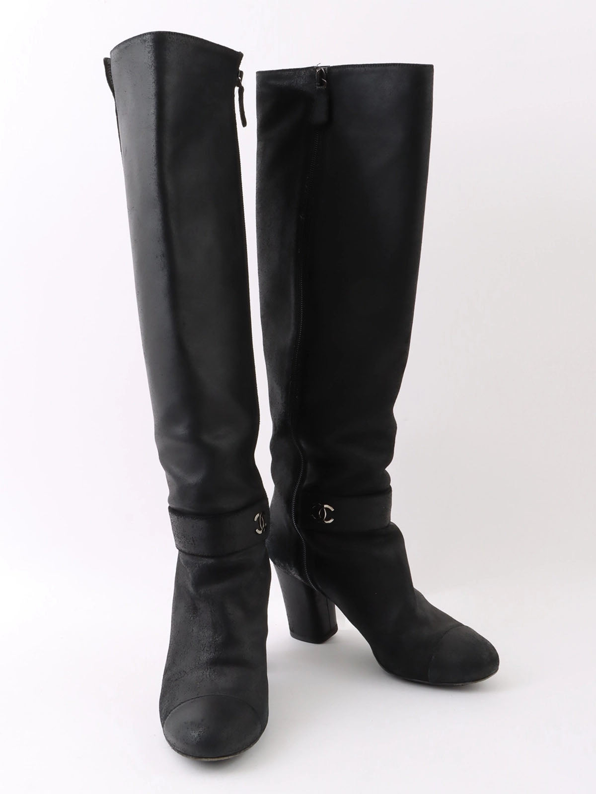 CC Mark Plate Long Boots Black
