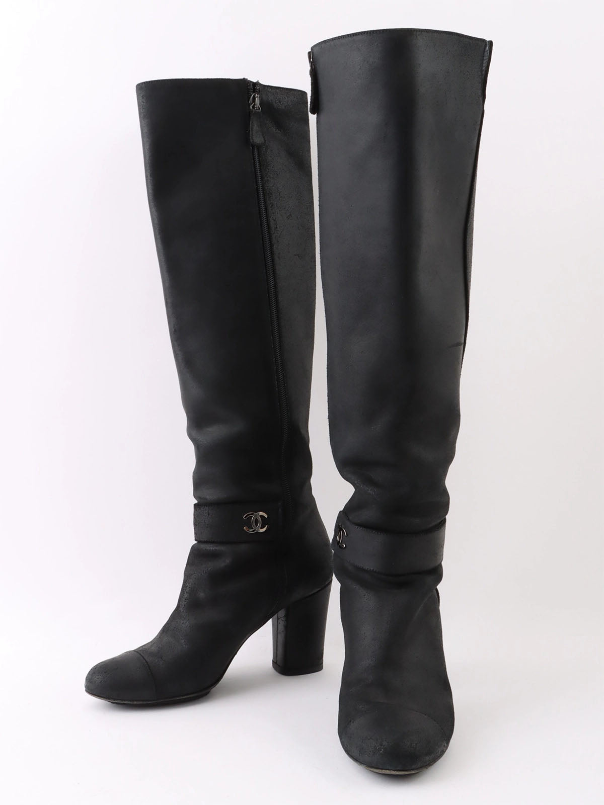 CC Mark Plate Long Boots Black