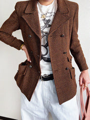 1997 Wool CC Mark Button Double-Breasted Jacket Brown/Multi