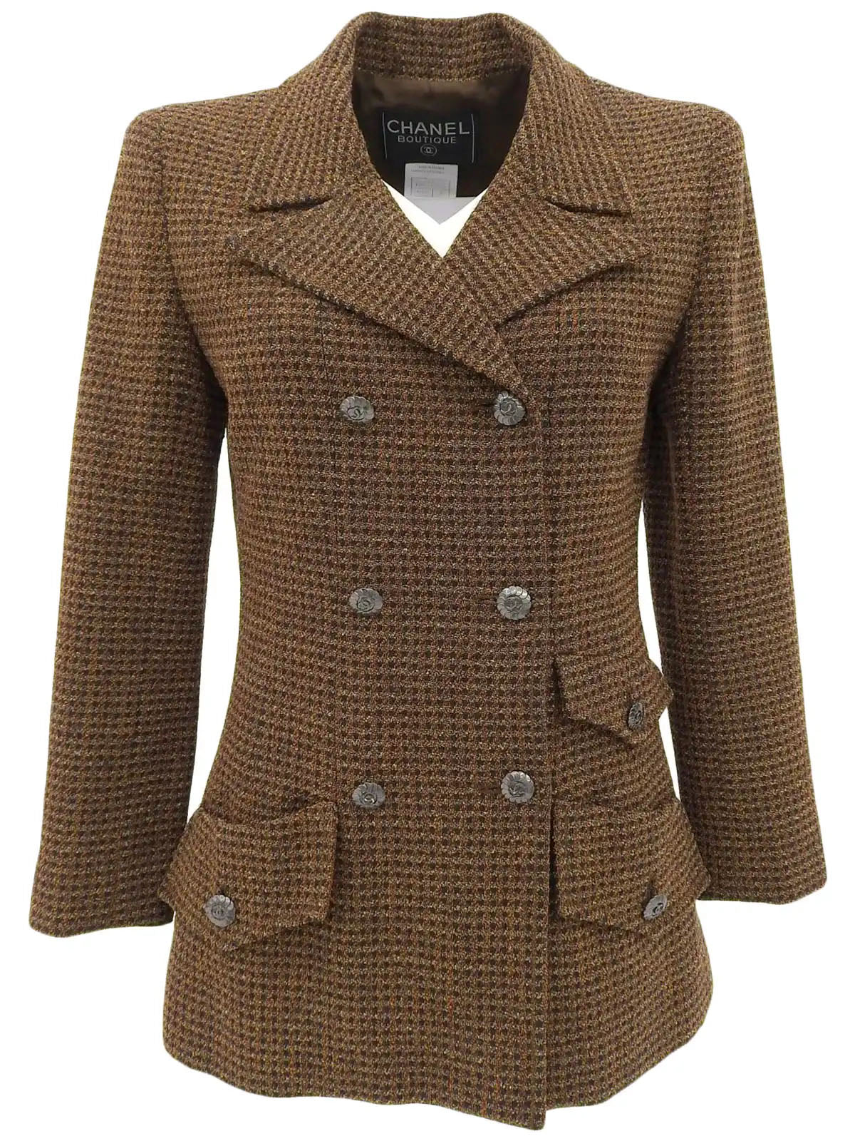 1997 Wool CC Mark Button Double-Breasted Jacket Brown/Multi
