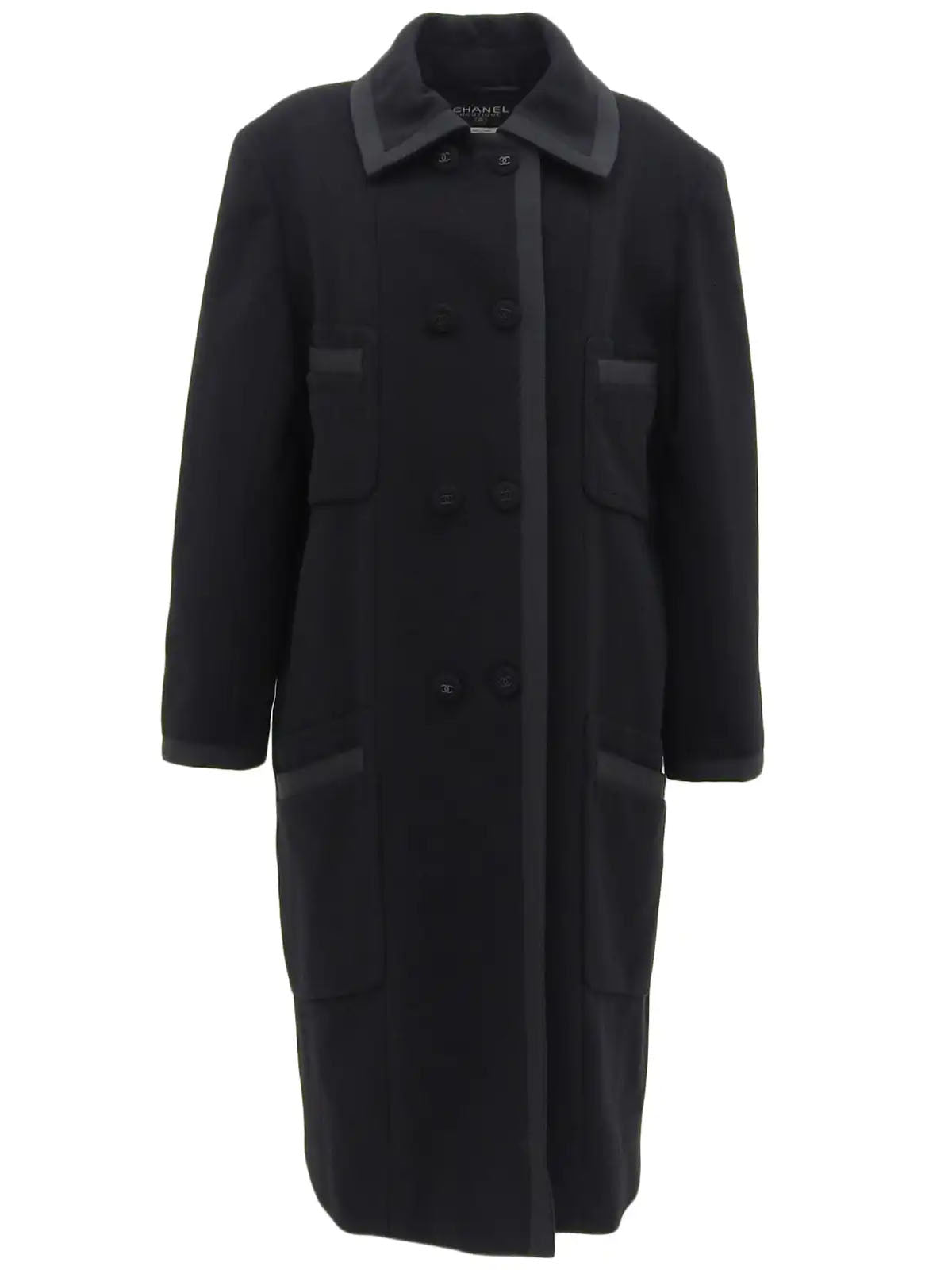 1997 Cashmere CC Mark Button Long Coat Black