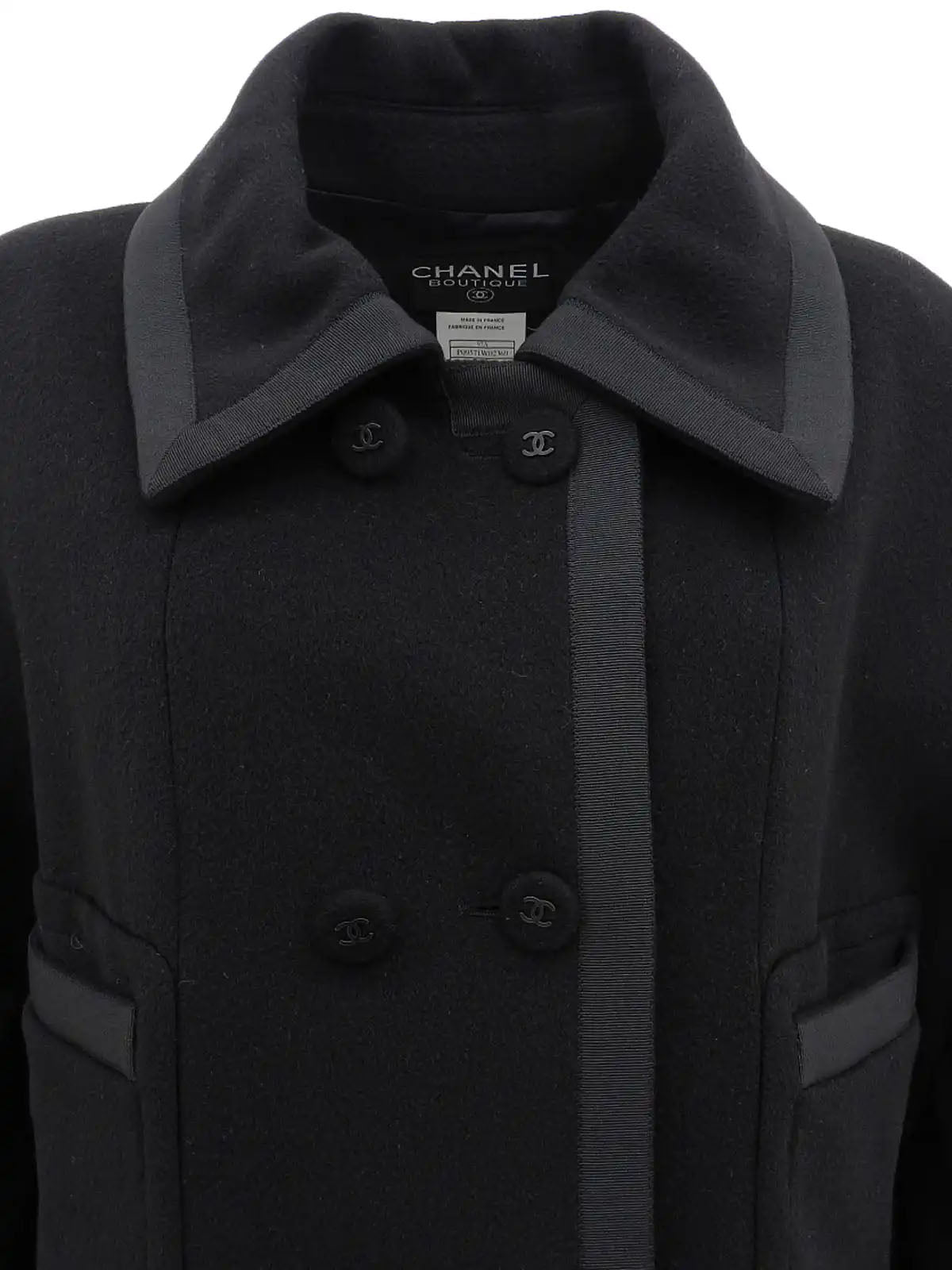 1997 Cashmere CC Mark Button Long Coat Black