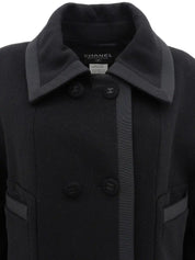 1997 Cashmere CC Mark Button Long Coat Black