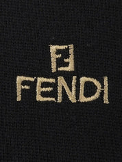 ロゴ刺繍ロングスリーブニットトップス　ブラック