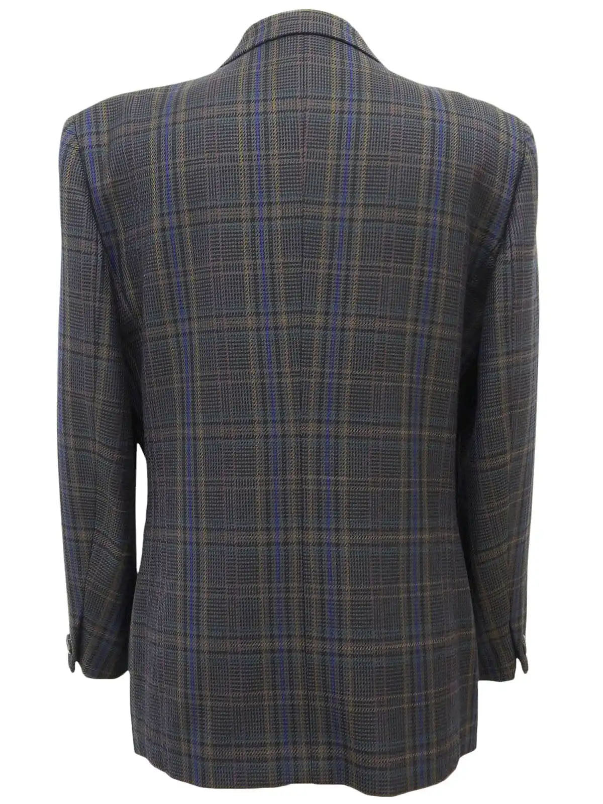 Check pattern double-breasted jacket in charcoal gray
