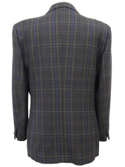 Check pattern double-breasted jacket in charcoal gray