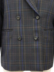 Check pattern double-breasted jacket in charcoal gray