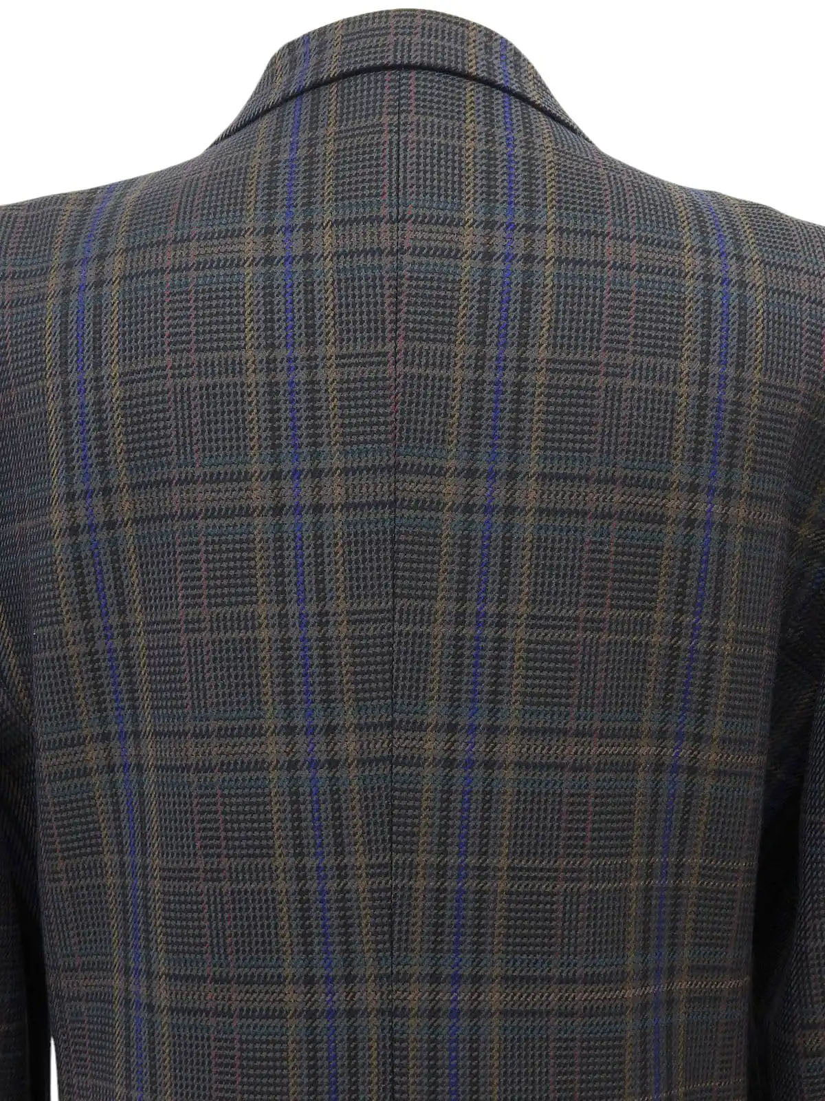 Check pattern double-breasted jacket in charcoal gray
