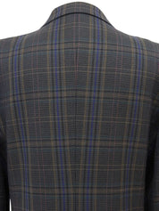 Check pattern double-breasted jacket in charcoal gray
