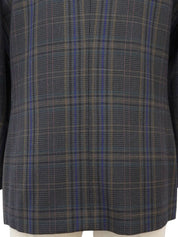Check pattern double-breasted jacket in charcoal gray