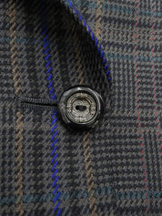 Check pattern double-breasted jacket in charcoal gray