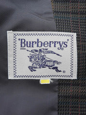 Check pattern double-breasted jacket in charcoal gray