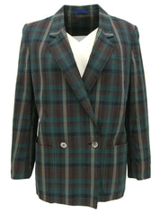 Cotton check pattern jacket in green/multi