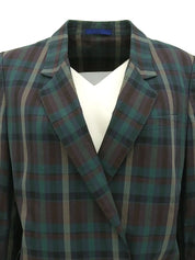 Cotton check pattern jacket in green/multi