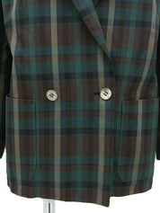 Cotton check pattern jacket in green/multi
