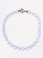 Blue Agate Necklace Baby Blue/Silver