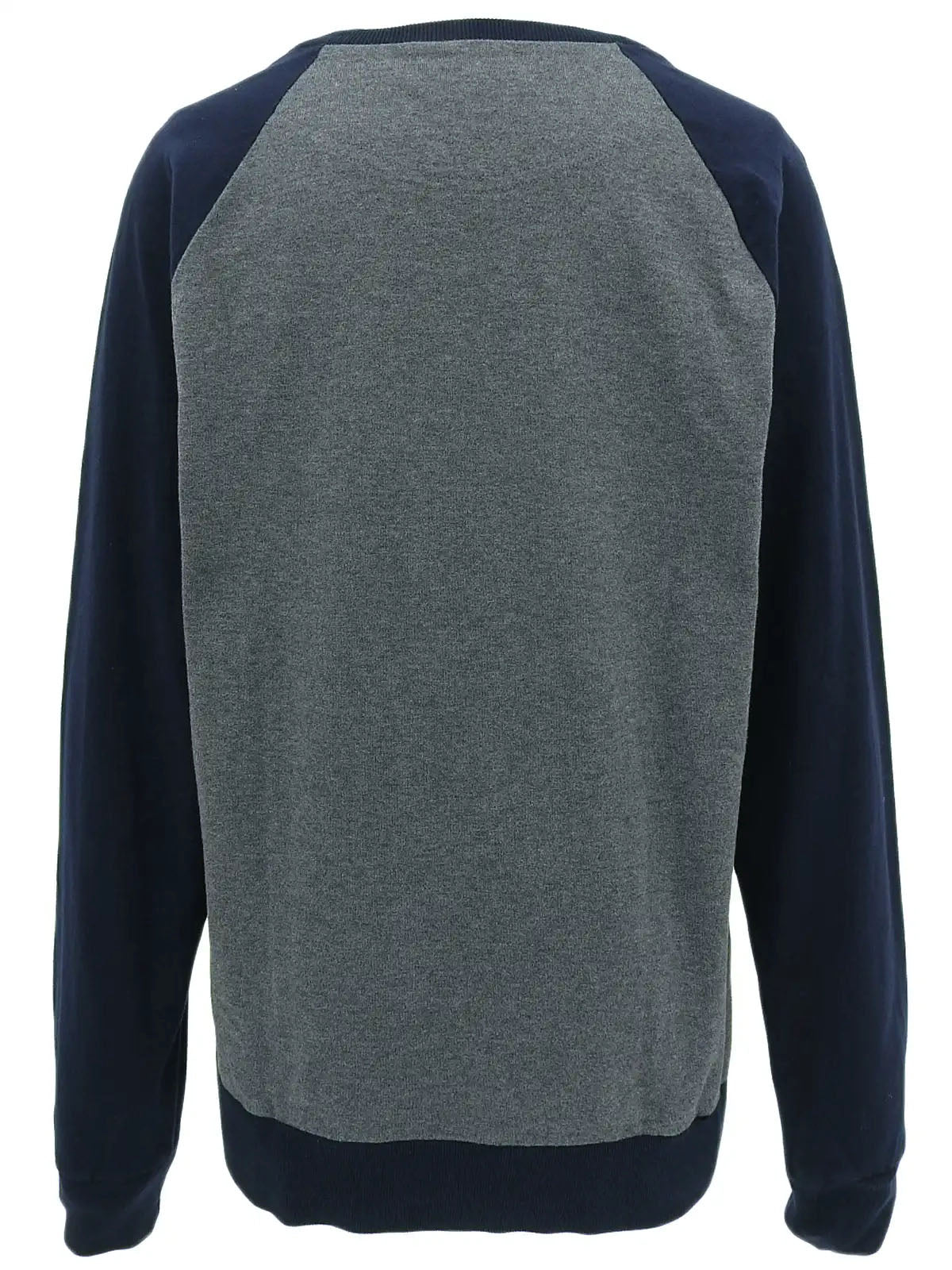 Logo design print raglan long sleeve top in gray/navy