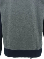 Logo design print raglan long sleeve top in gray/navy